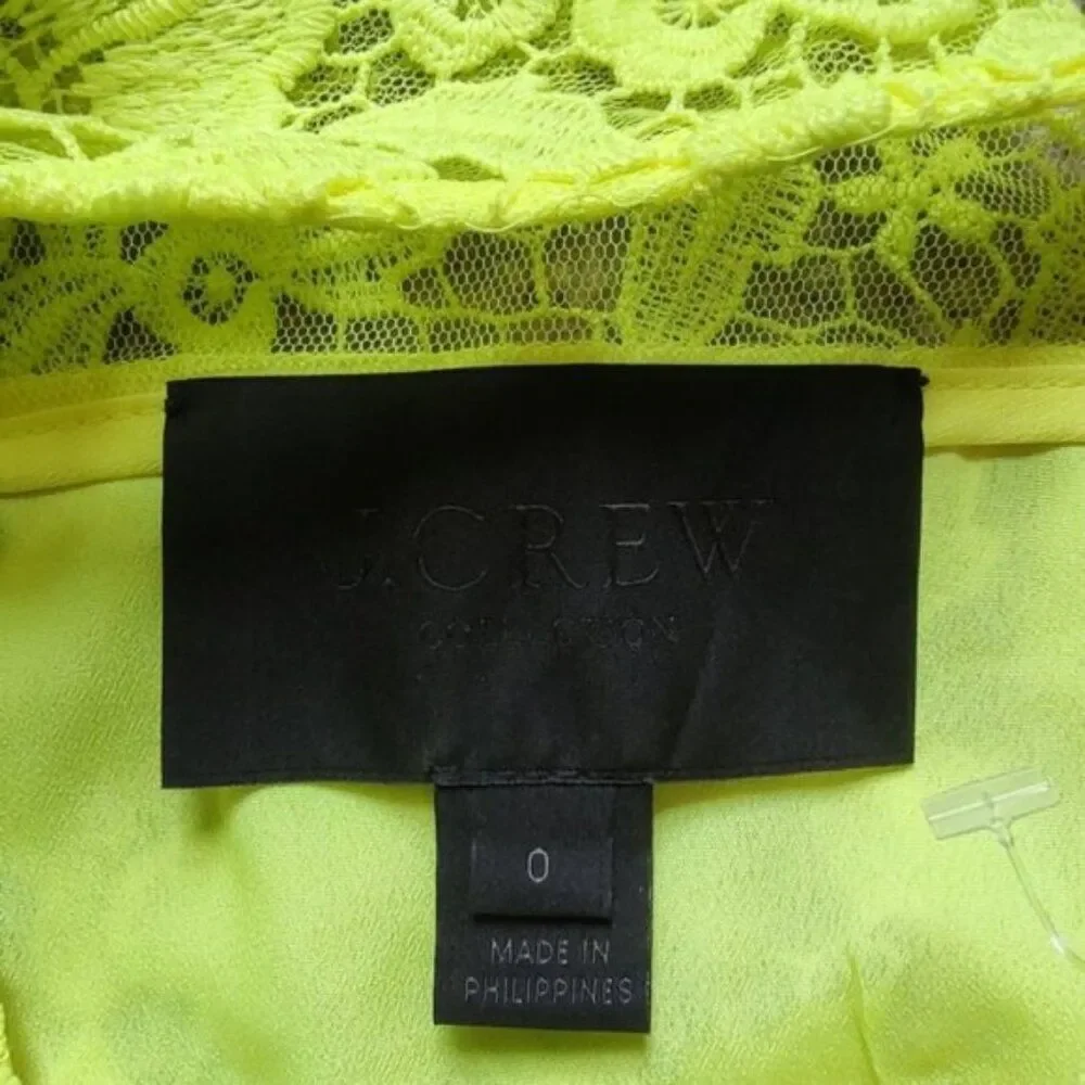 J Crew Collection lace dress bright yellow green size 0 - Picture 8 of 10